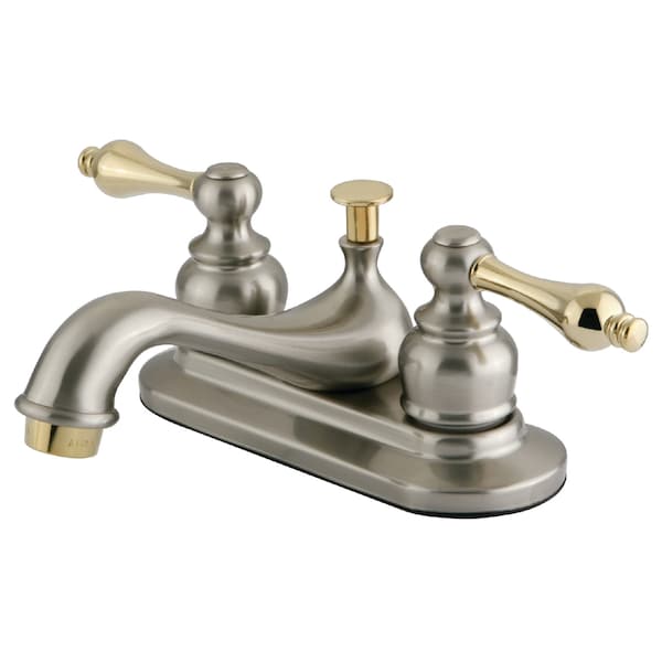4" Centerset Bathroom Faucet, Brushed Nickel/Polished Brass